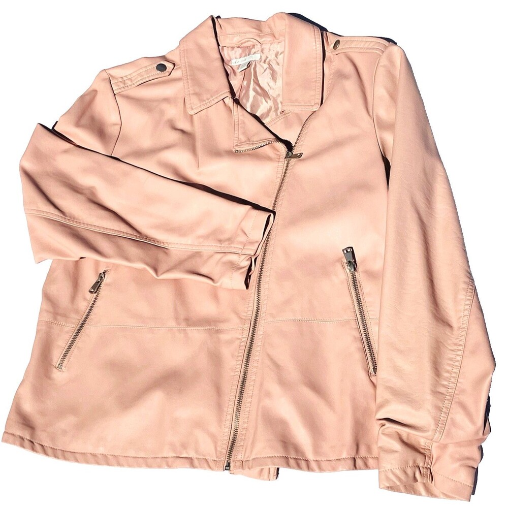 C est 1946 Cato Moto Jacket Asymmetrical Zip 14/16W Polyurethane Biker Mob Wife